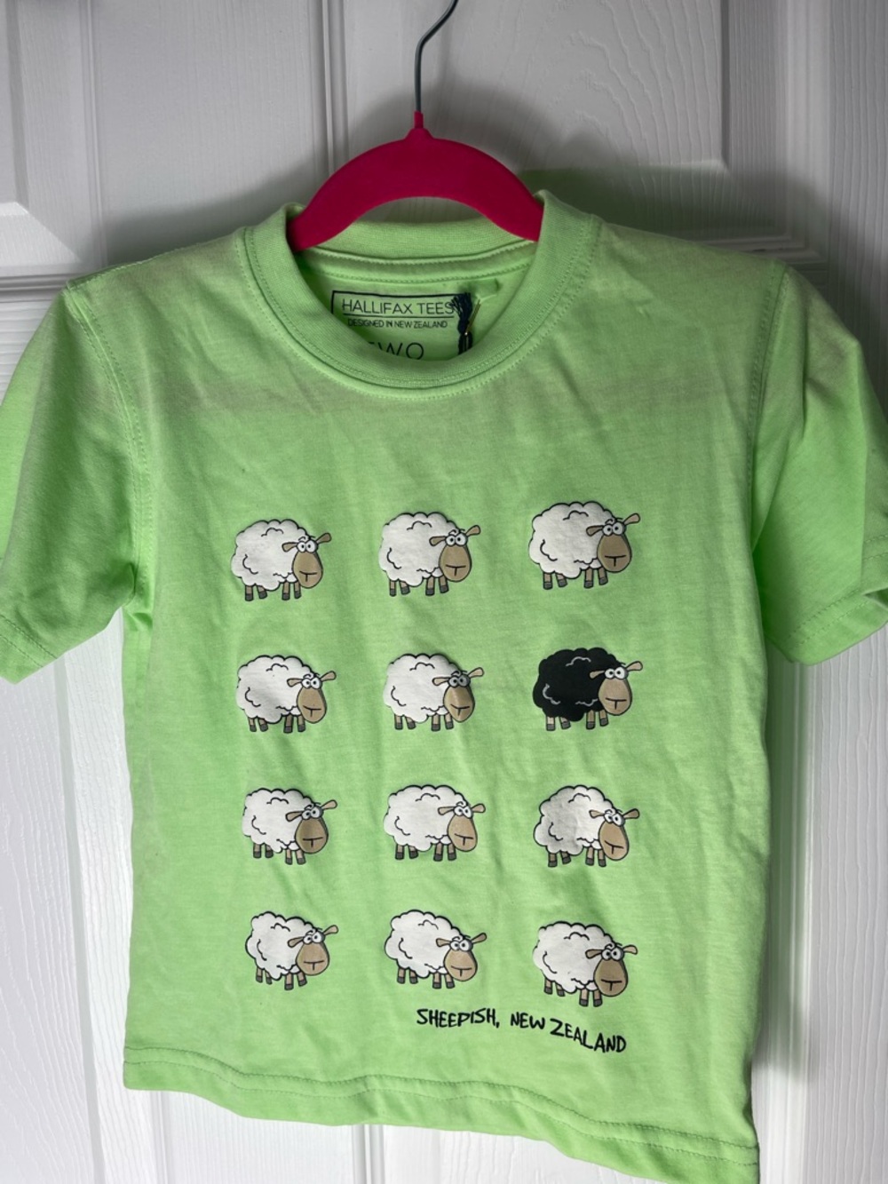 Kids' Lime Green Black White Sheep Graphic Short-Sleeve Tee
